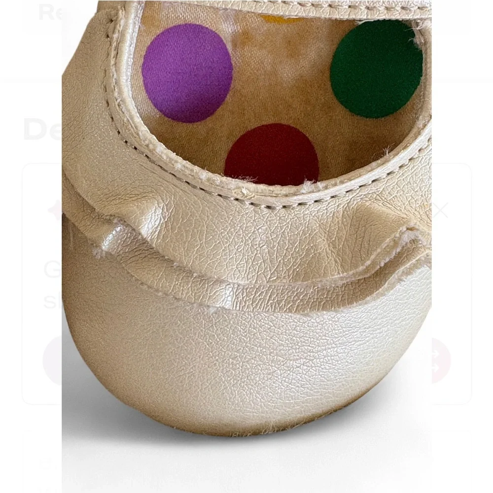 Robeez Metallic Pearl Gold Mary Janes with Ruffle